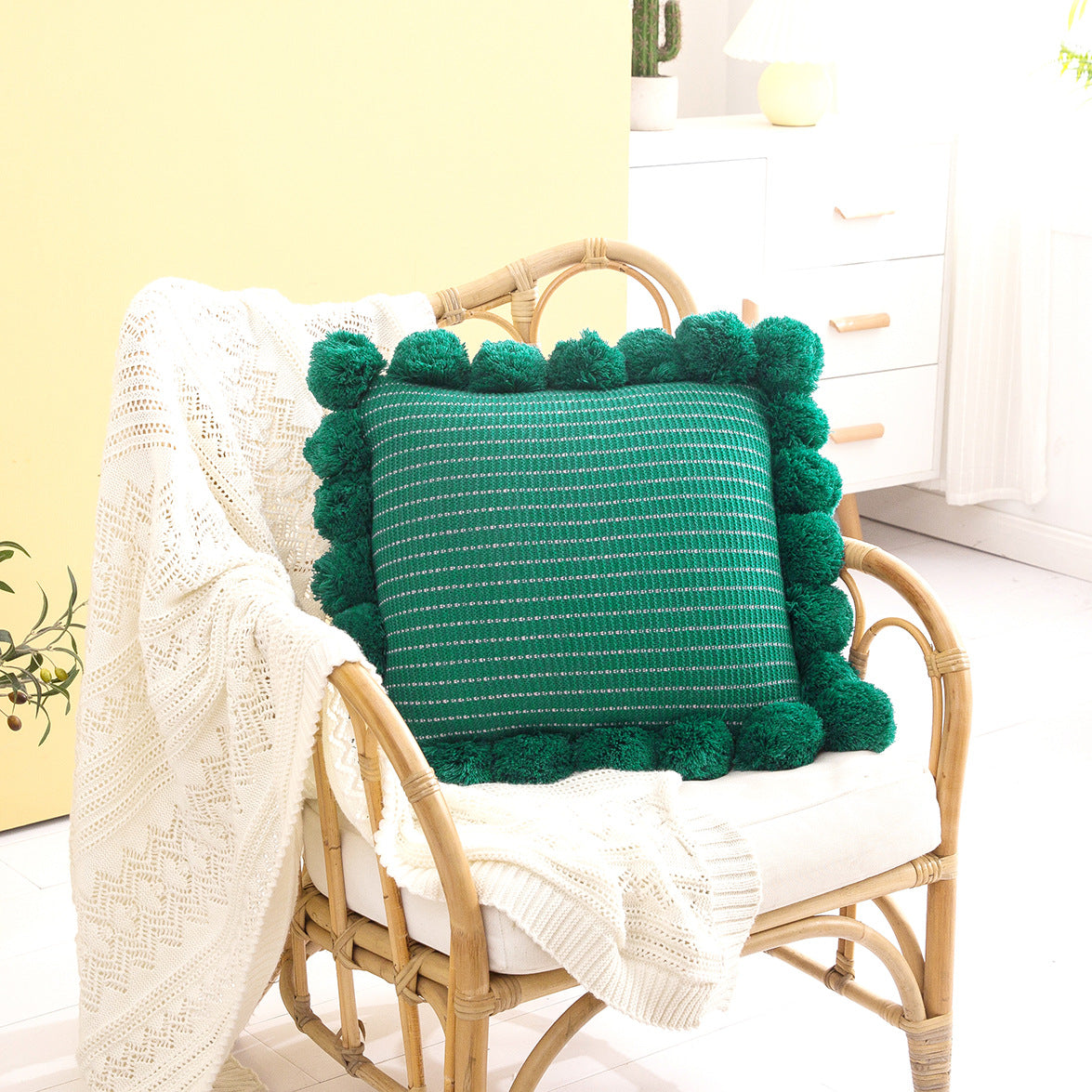 Knitted Throw Pillow Back Pillow Pad Office Lumbar Pillow