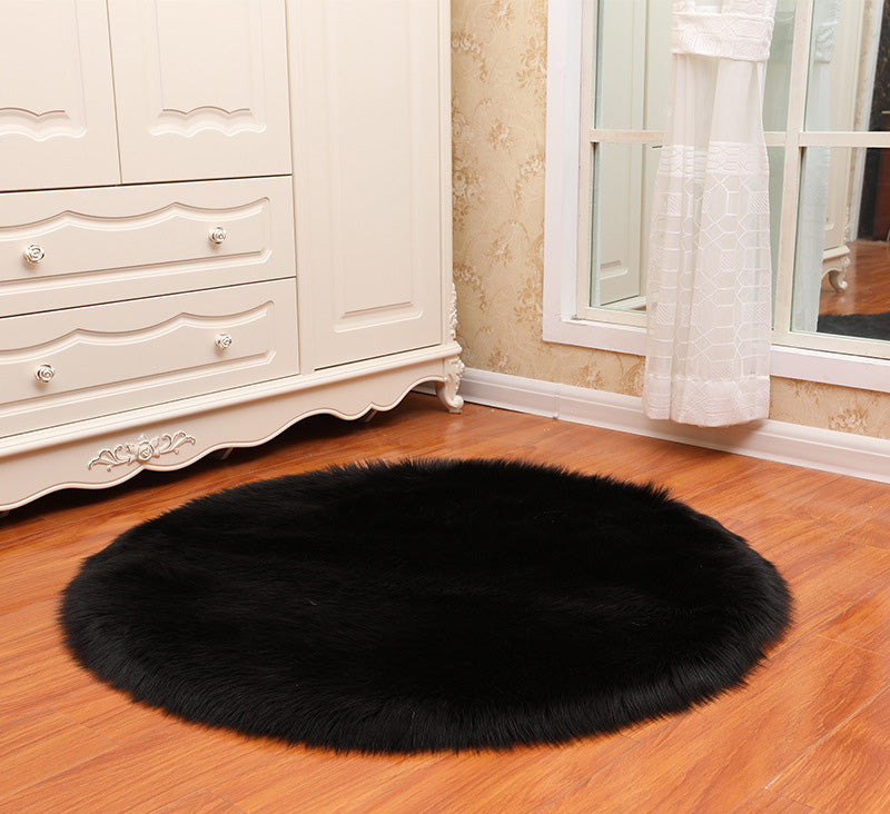 Round Soft Faux Sheepskin Fur Area Rugs for Bedroom & Living Room Floor