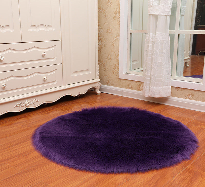 Round Soft Faux Sheepskin Fur Area Rugs for Bedroom & Living Room Floor