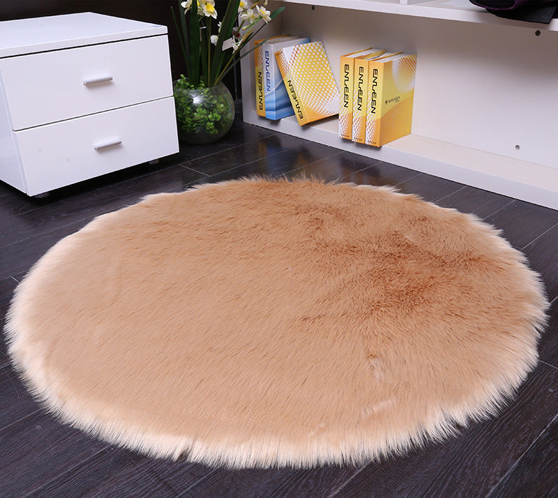 Round Soft Faux Sheepskin Fur Area Rugs for Bedroom & Living Room Floor