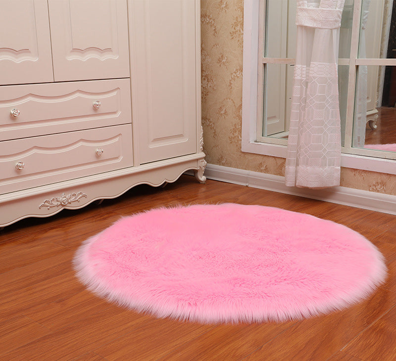 Round Soft Faux Sheepskin Fur Area Rugs for Bedroom & Living Room Floor