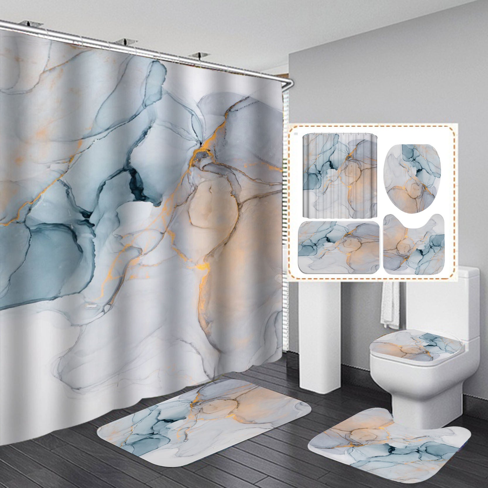 Beautiful Modern Shower Curtains 3D Bathroom