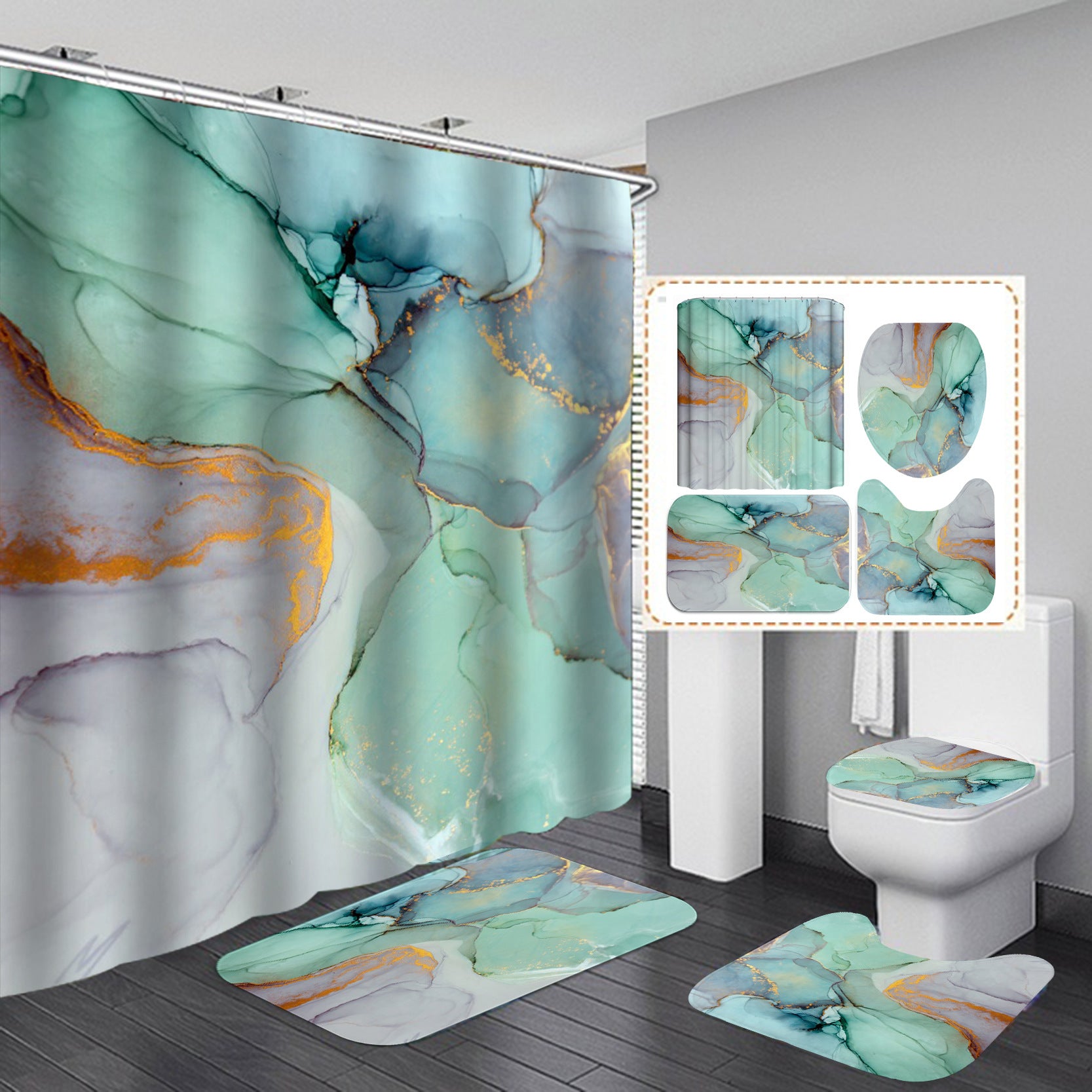 Beautiful Modern Shower Curtains 3D Bathroom