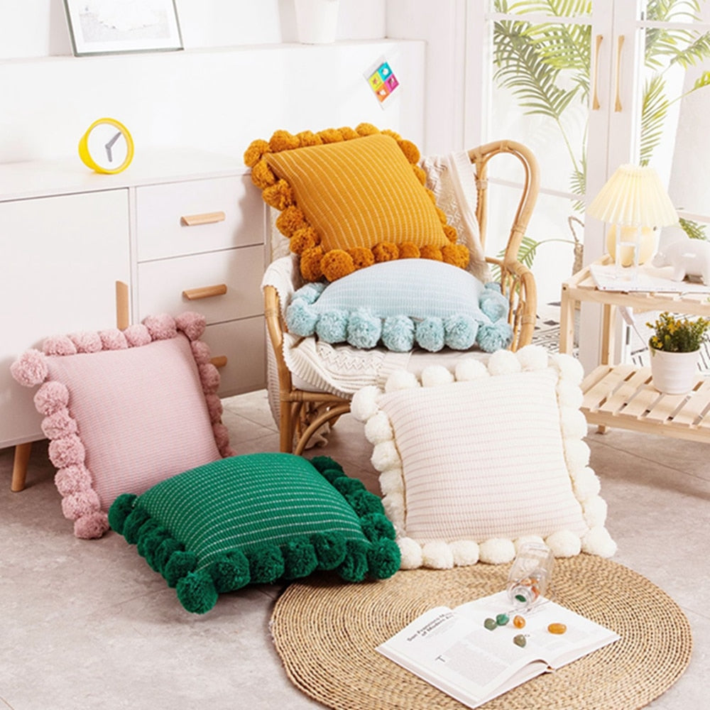 Knitted Throw Pillow Back Pillow Pad Office Lumbar Pillow