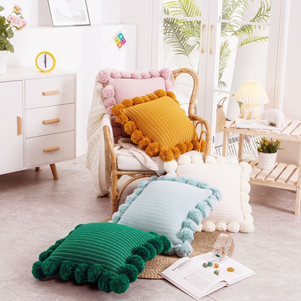 Knitted Throw Pillow Back Pillow Pad Office Lumbar Pillow