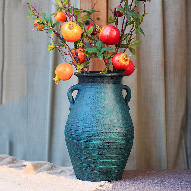 Ceramic Old Vases In The Living Room With Dried Flowers