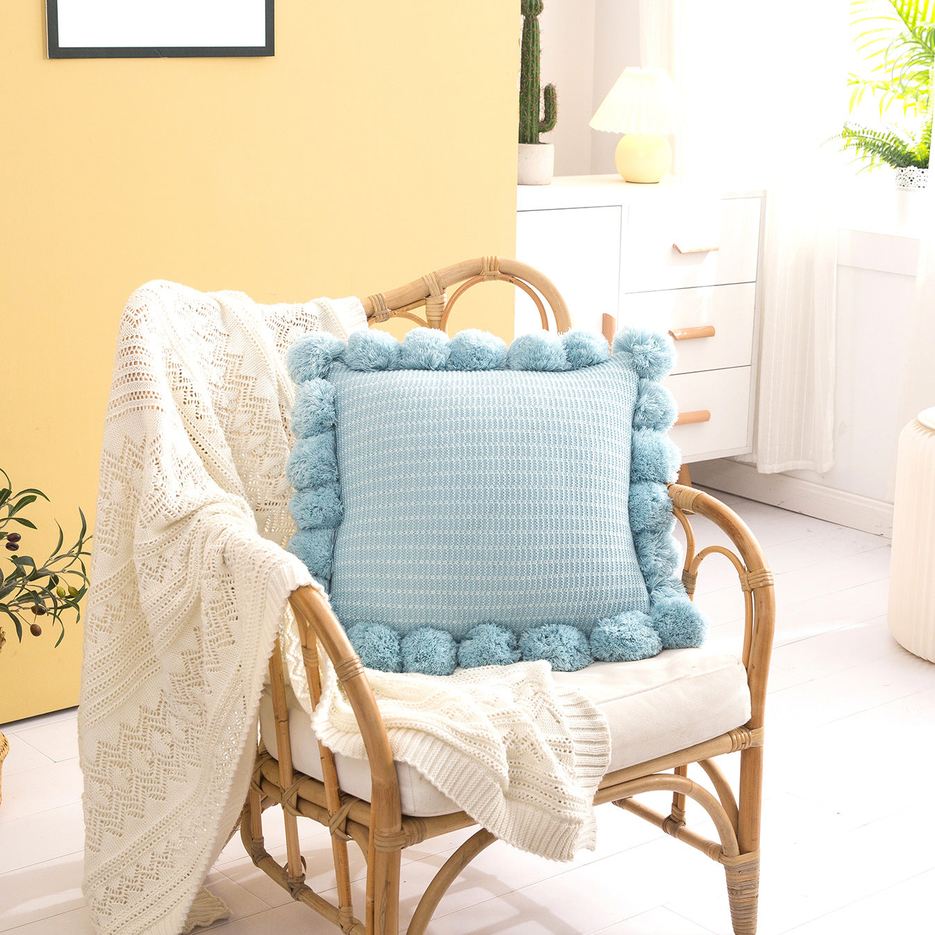 Knitted Throw Pillow Back Pillow Pad Office Lumbar Pillow