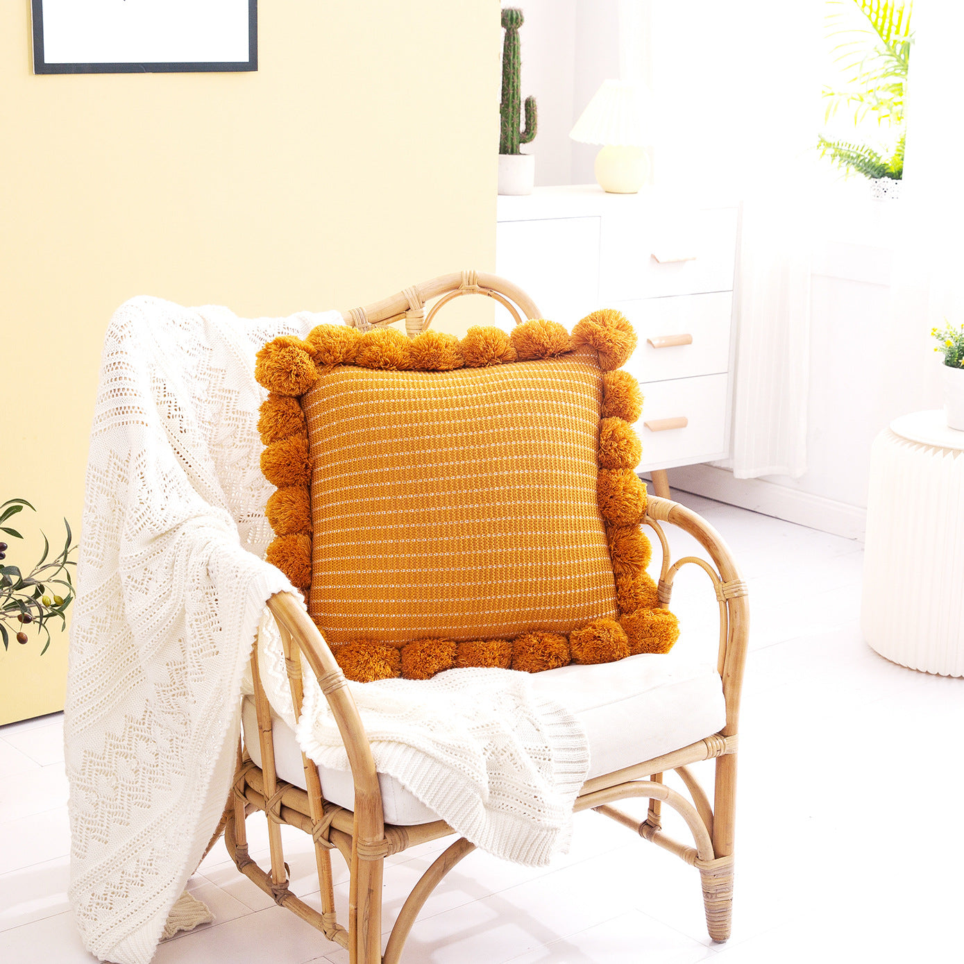 Knitted Throw Pillow Back Pillow Pad Office Lumbar Pillow